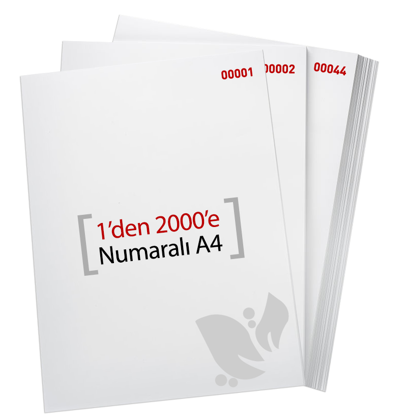 1'den - 2000'e Numaralı A4 Kağıt 80 Gr 1. Hamur - Copier Bond