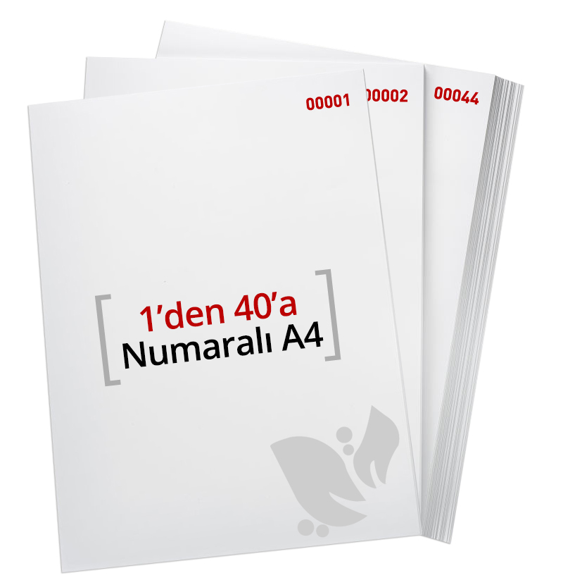 1'den - 40'a Numaralı A4 Kağıt 80 Gr 1. Hamur - Copier Bond