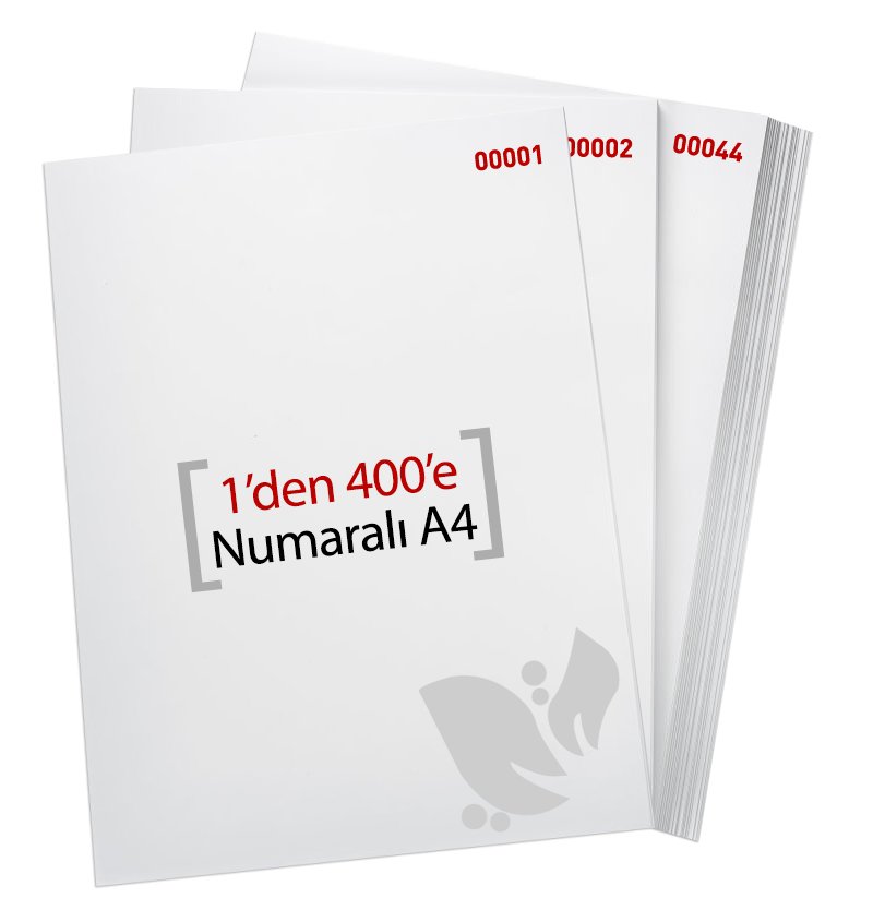 1'den - 400'e Numaralı A4 Kağıt 80 Gr 1. Hamur - Copier Bond