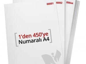 1'den - 450'ye Numaralı A4 Kağıt 80 Gr 1. Hamur - Copier Bond
