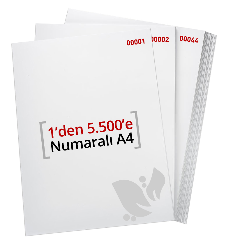 1'den - 5500'e Numaralı A4 Kağıt 80 Gr 1. Hamur - Copier Bond