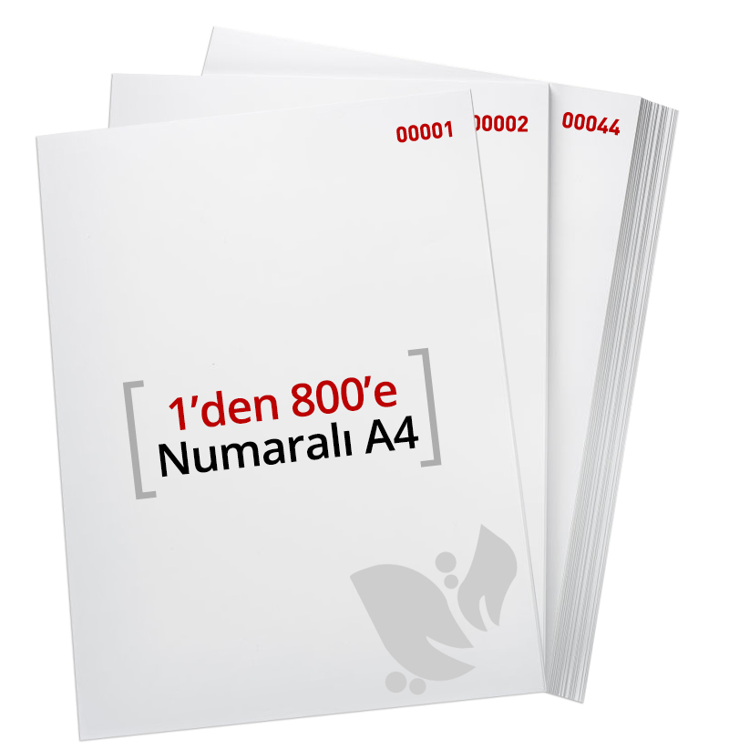 1'den - 800'e Numaralı A4 Kağıt 80 Gr 1. Hamur - Copier Bond