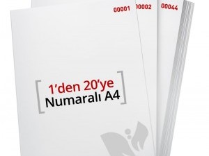 1'den - 20'ye Numaralı A4 Kağıt 80 Gr 1. Hamur - Copier Bond