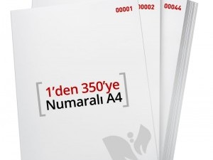 1'den - 350'ye Numaralı A4 Kağıt 80 Gr 1. Hamur - Copier Bond